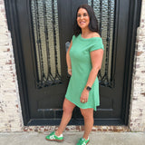 Hubbard One Shoulder Sweater Dress in Green