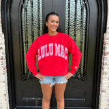 Lulu Mac Red Sweatshirt with Pink Gingham