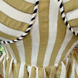 Perle Piped Sweatheart Neck Midi in Sage/White