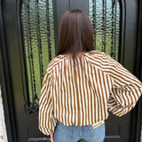 Karlie Bubble Top Stripe in Brown