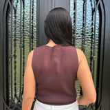 O'Conner Embroidered Knitted Vest in Dark Brown