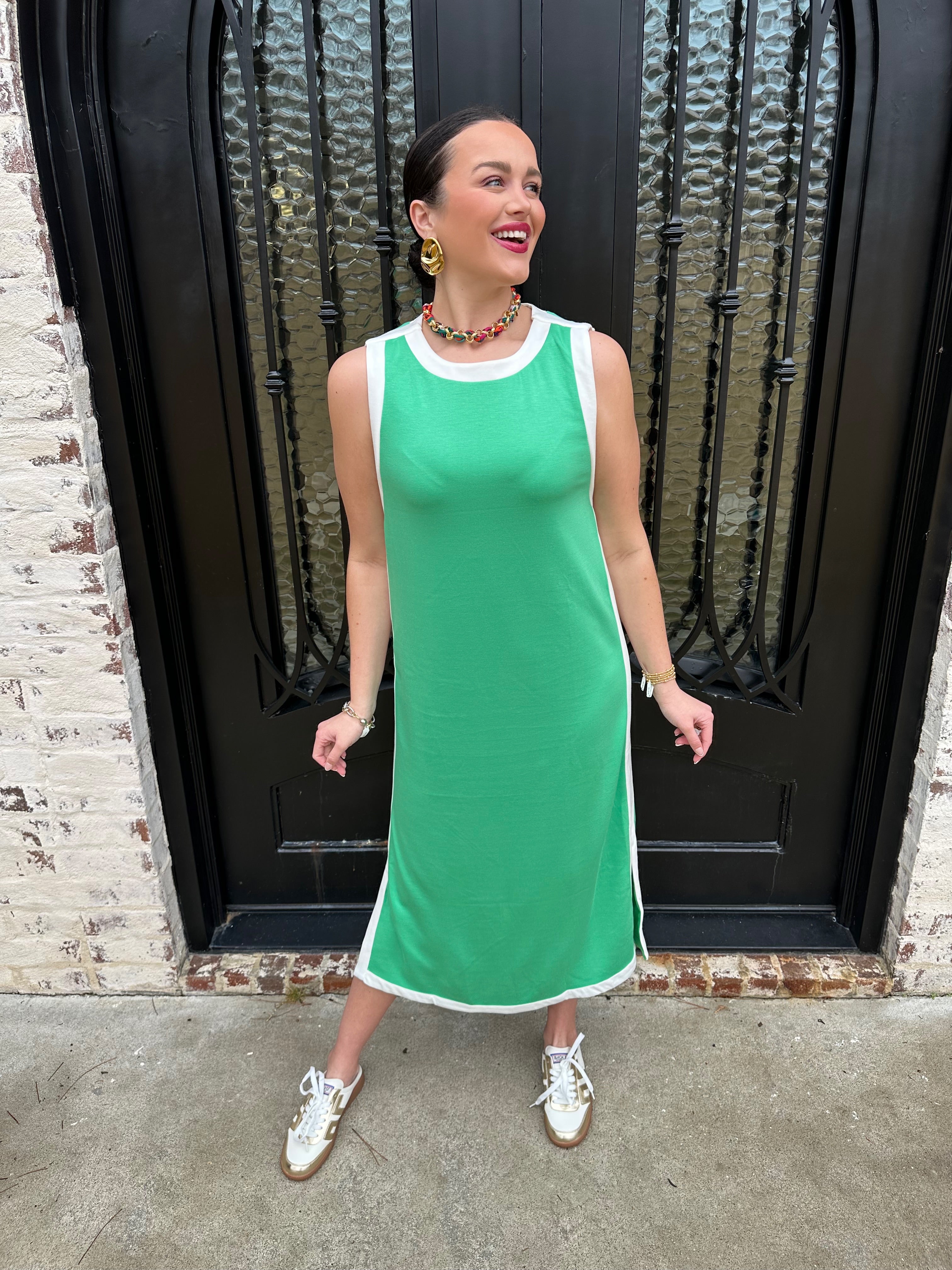two tone green dress Two Tone Natalia Maxi Dress in Green