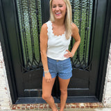Daisy Scallop Pocket Shorts in Indigo
