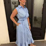 Donna Chambray Wrap Maxi Dress