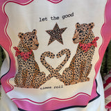 Vilagallo Pink Stripes Leopard Button Up Blouse