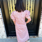 Tabitha Floral Print Mock Neck Button Down Maxi in Pink