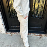 Spanx AirEssentials Brushed Slim Straight Pant in Heather Cream