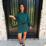 Navy and Green Stripe Top