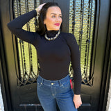 Longsleeve Mock Neck Top in Black