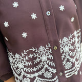 Henley Top and Shorts Set in Brown