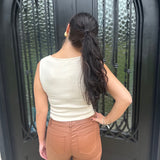 Asymmetrical Button Detail Top in Cream