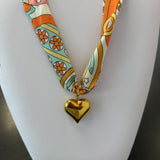 Scarf Necklace with Chunky Heart