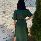 Kapri Chiffon Slit Maxi Dress in Hunter Green