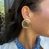 Clear & Gold Big Square Ice Earrings