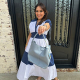 The Leather Bucket Bag in Blue