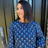 The Azalea Top in Floral Foulard Blue