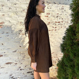 Daphne Bow Dress in Chocolate Brown