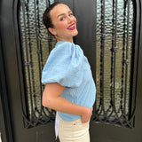 Sandra Puff Sleeve Top in Blue