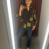 Lyndsey Floral Top in Chocolate (S-2X)