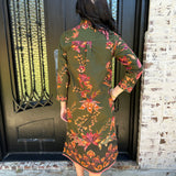 Eliza Midi Dress in Olive Trail