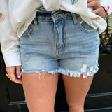 Medium Wash Distressed Denim Cutoffs