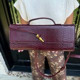Andi Crocodile Long Clutch in Burgundy