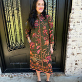 Eliza Midi Dress in Olive Trail