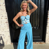 Ashton Jumpsuit in Aqua Blue