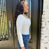 Longsleeve Scoop Neck Top in Ivory