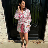 Christmas Satin PJ Set in Pink