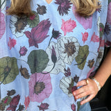 Frans Bubble Hem Top in Blue