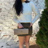 Andi Crocodile Long Clutch in Beige