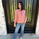 Kloss Print Top in Coral