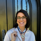 Scarf Necklace with Tiger Face Round Pendant