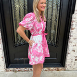 Helena Tie Front Dress in Pink