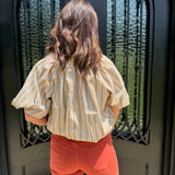 Tara Bubble Crop in Taupe Stripe
