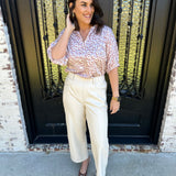 Sloan Stand up Collar Drop Shoulder Top in Soft Prowl