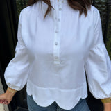 Vilagallo White Scalloped Top