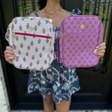 Mary Square Bible Cover Cottage Stripes and Pink Floral