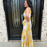 Lavi Isabella One Shoulder Maxi Dress in Yellow