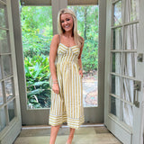 Perle Piped Sweatheart Neck Midi in Sage/White