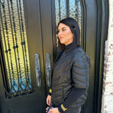 Anorak Quilted Chevron Short Sleeve Jacket in Black