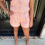 Danielle Embroidered Pink Gingham Set