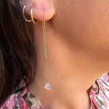 Rhinestone Tear Gem Thread Chain Duster Earrings