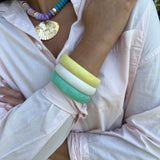 Mint/Yellow/White Resin Bracelet Stack