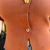 Jaded Front Button Cardigan in Brown
