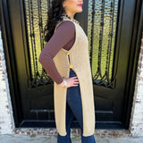 Bali Side Button Open Sweater Dress in Oak Latte