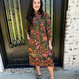 Eliza Midi Dress in Olive Trail