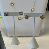 Solid Clover Pendant Stud Earring in Gold and Silver