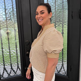 Mel V- Neck Top in Taupe